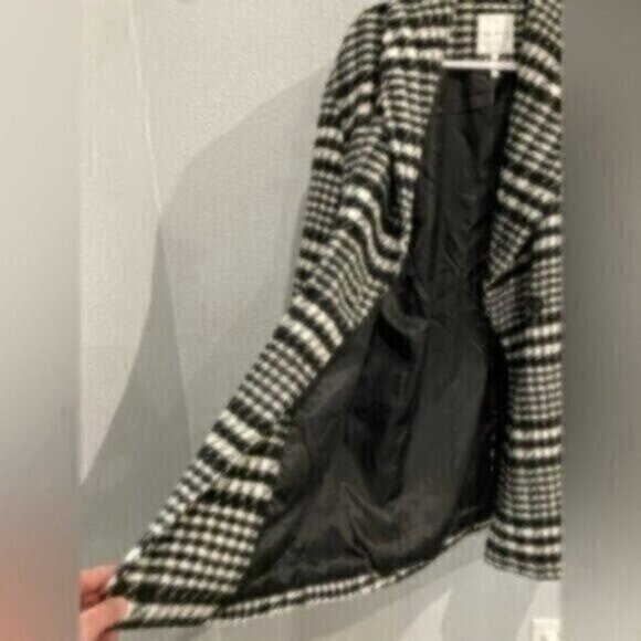 Anthropologie Plaid Checkered Long Coat Preppy Contemporary Neutral Chic - Picture 6 of 15